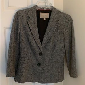 Gray and black minidot wool blend blazer